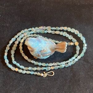 Jay King 32” Aquamarine Nugget Necklace -Desert Rose -Sterling Silver(142)